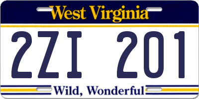 WV license plate 2ZI201