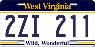 WV license plate 2ZI211