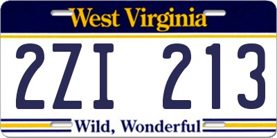 WV license plate 2ZI213