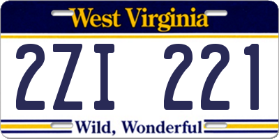 WV license plate 2ZI221