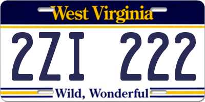 WV license plate 2ZI222