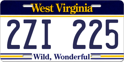 WV license plate 2ZI225