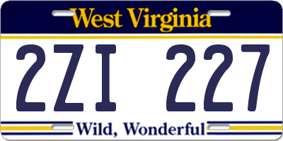 WV license plate 2ZI227