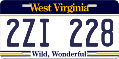 WV license plate 2ZI228