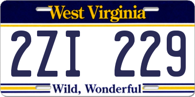 WV license plate 2ZI229