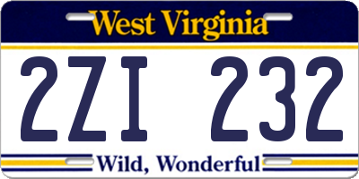 WV license plate 2ZI232