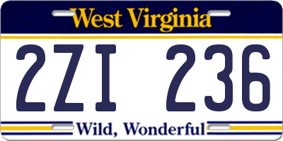 WV license plate 2ZI236