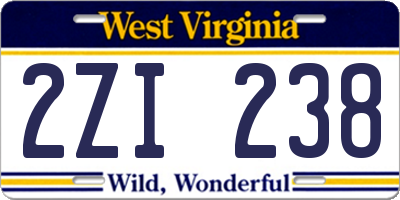 WV license plate 2ZI238
