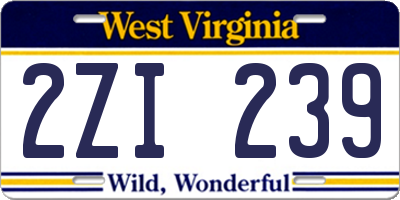 WV license plate 2ZI239