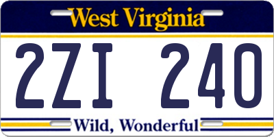WV license plate 2ZI240