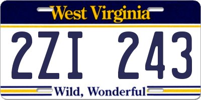 WV license plate 2ZI243