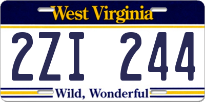 WV license plate 2ZI244