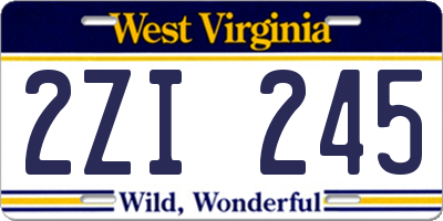 WV license plate 2ZI245