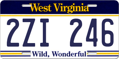 WV license plate 2ZI246