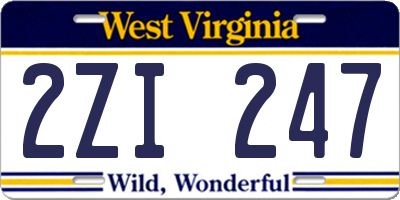 WV license plate 2ZI247