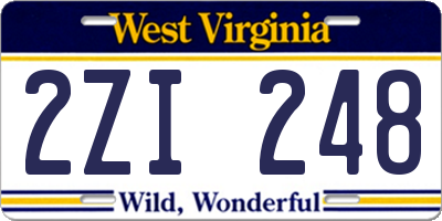 WV license plate 2ZI248