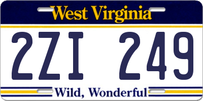 WV license plate 2ZI249