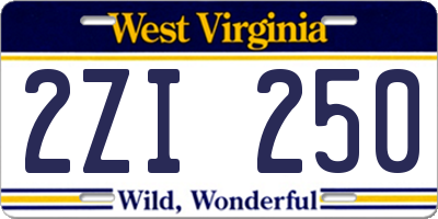 WV license plate 2ZI250