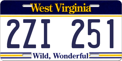 WV license plate 2ZI251