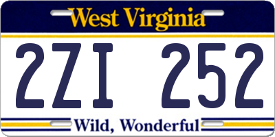 WV license plate 2ZI252