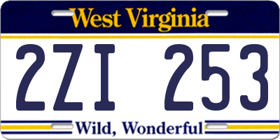 WV license plate 2ZI253