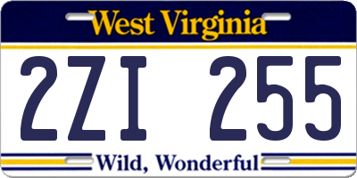 WV license plate 2ZI255