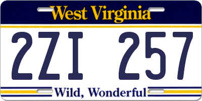 WV license plate 2ZI257