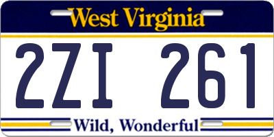 WV license plate 2ZI261