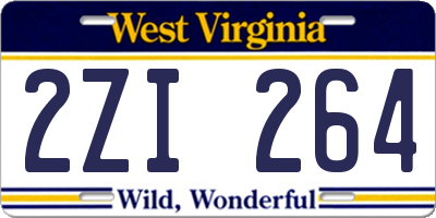 WV license plate 2ZI264