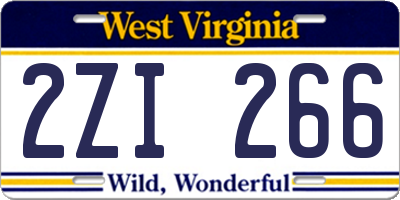 WV license plate 2ZI266