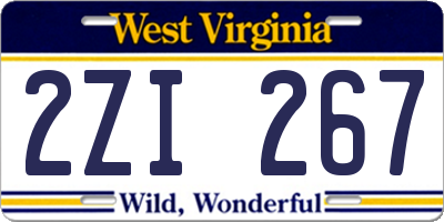 WV license plate 2ZI267