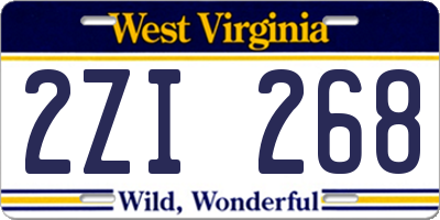 WV license plate 2ZI268