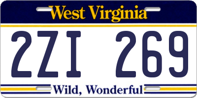WV license plate 2ZI269
