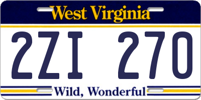 WV license plate 2ZI270