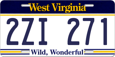 WV license plate 2ZI271