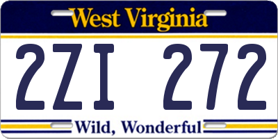 WV license plate 2ZI272