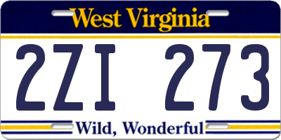 WV license plate 2ZI273