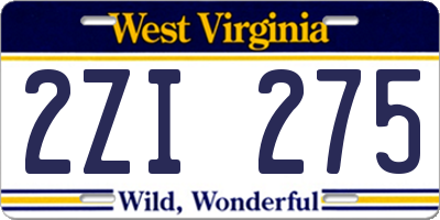 WV license plate 2ZI275