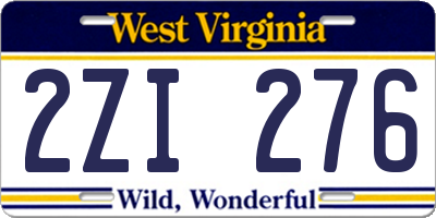 WV license plate 2ZI276