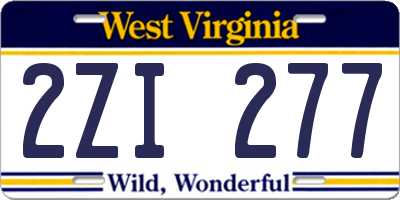 WV license plate 2ZI277