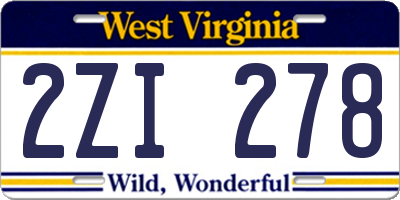 WV license plate 2ZI278