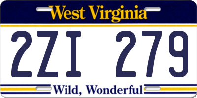 WV license plate 2ZI279