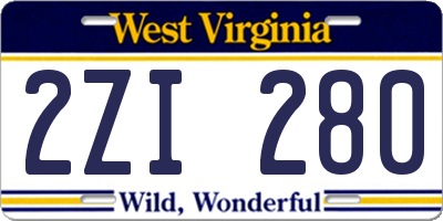 WV license plate 2ZI280