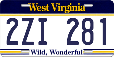 WV license plate 2ZI281
