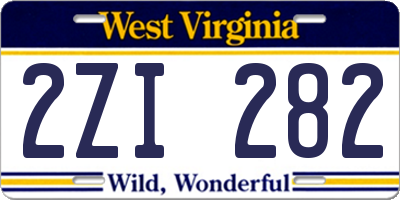 WV license plate 2ZI282