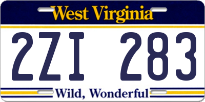 WV license plate 2ZI283