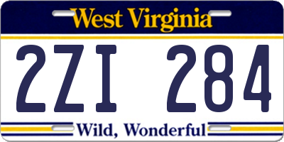 WV license plate 2ZI284