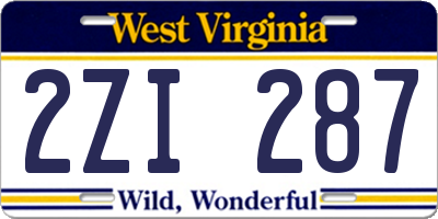 WV license plate 2ZI287