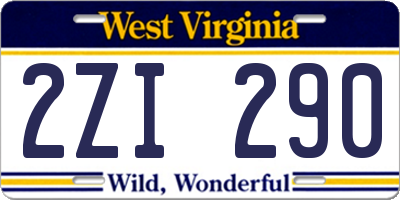 WV license plate 2ZI290