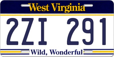 WV license plate 2ZI291